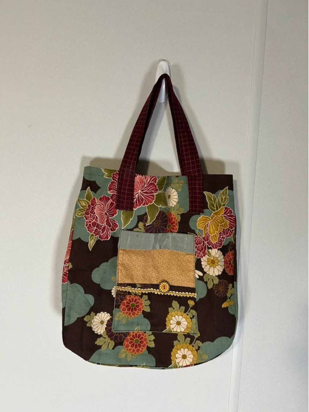 Handmade Floral Cotton Tote Bag | Quilted Artisan Shoulder Bag | Cottagecore